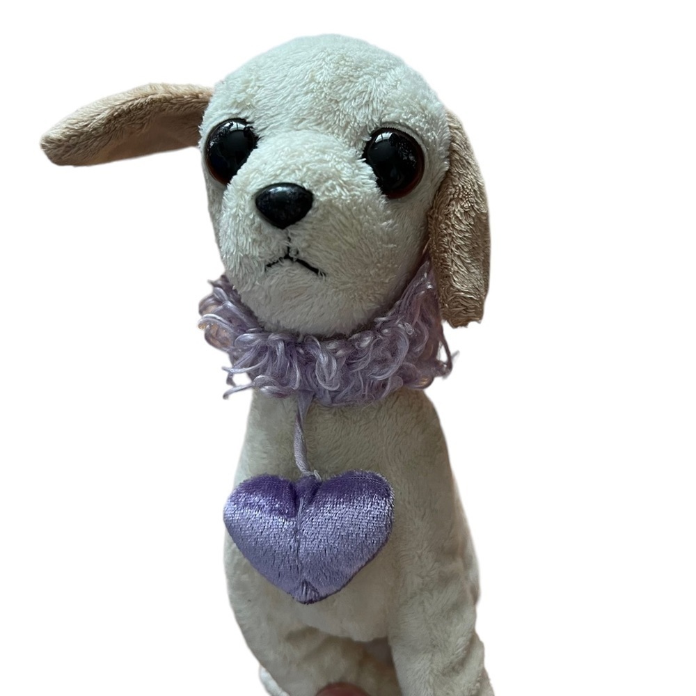 Walmart‎ Dog White Purple Collar Skinny Stuffed Animal Plush